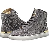 Enzo Romeo Men's Fashion High Top Crystal Shimmer Rhinestone Blink Flat Sneakers Shoes