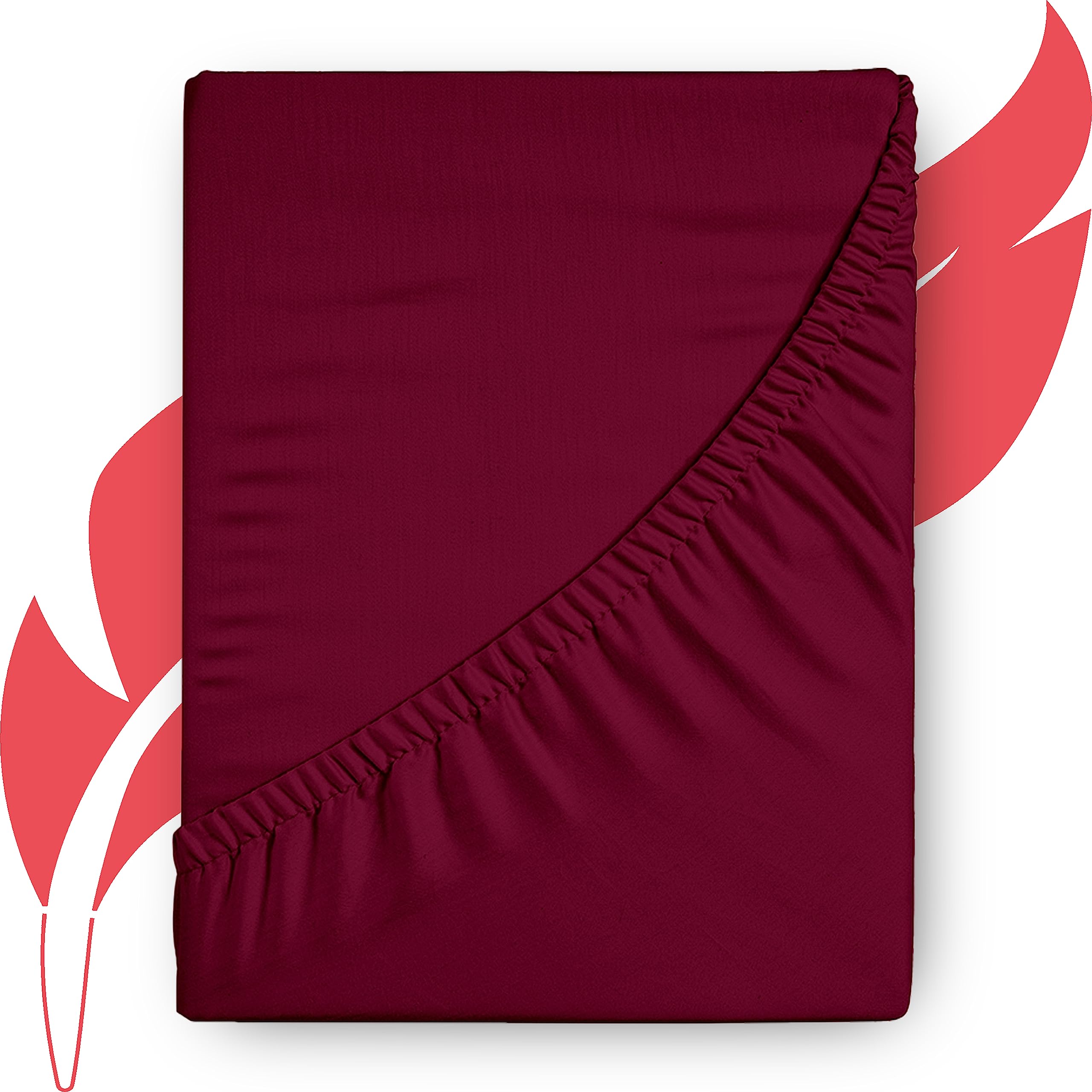 Photo 1 of Ashton Sheets 100% Egyptian Cotton Deep Pocket Queen Size Fitted Sheet Only - 1000 Thread Count Luxury Hotel Bottom Sheet, Extra Long Staple Queen Fitted Sheet - Fits upto 18" Deep Mattress - Burgundy