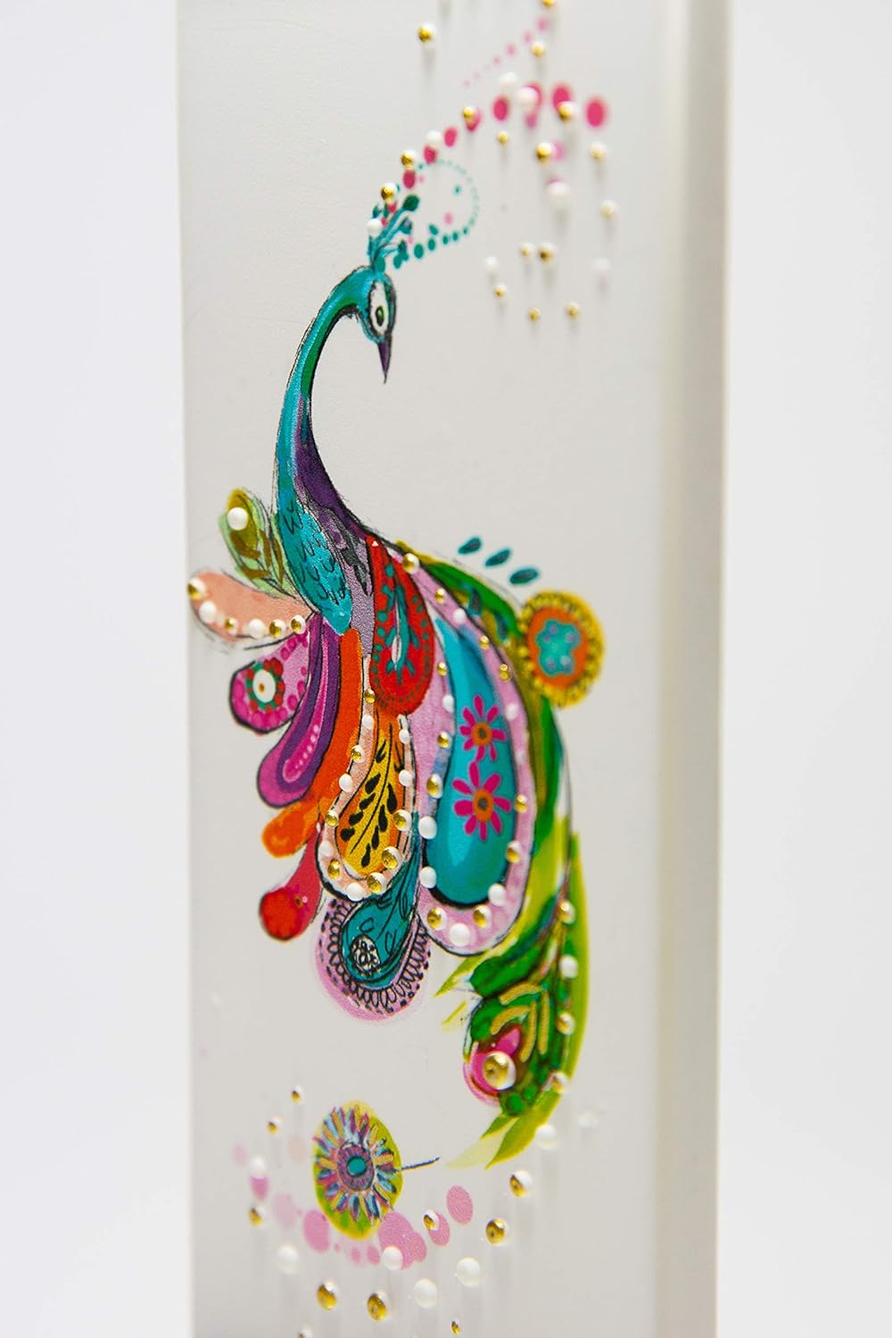 Flatyz Hand Painted Flat Candle| Unscented, Dripless, Smokeless, Decorative | Peacock | Double Wick with Metal Base | Unique Gift Idea and Home Décor Accent: Home & Kitchen