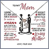 HEARTWHISPERS Gifts for Mom from Daughter Son - Forever Love Heart Necklace, 925 Sterling Silver, Birthday, Mothers Day, Christmas Jewelry Gift for Women with Message Card & Box