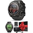 PlayBetter Garmin Fenix 8 AMOLED Sapphire (51mm, Carbon Gray DLC Titanium) Multisport GPS Smartwatch Gift Box Bundle - 1.4" Touchscreen, LED Flashlight Charger, Screens, Adapter, Case
