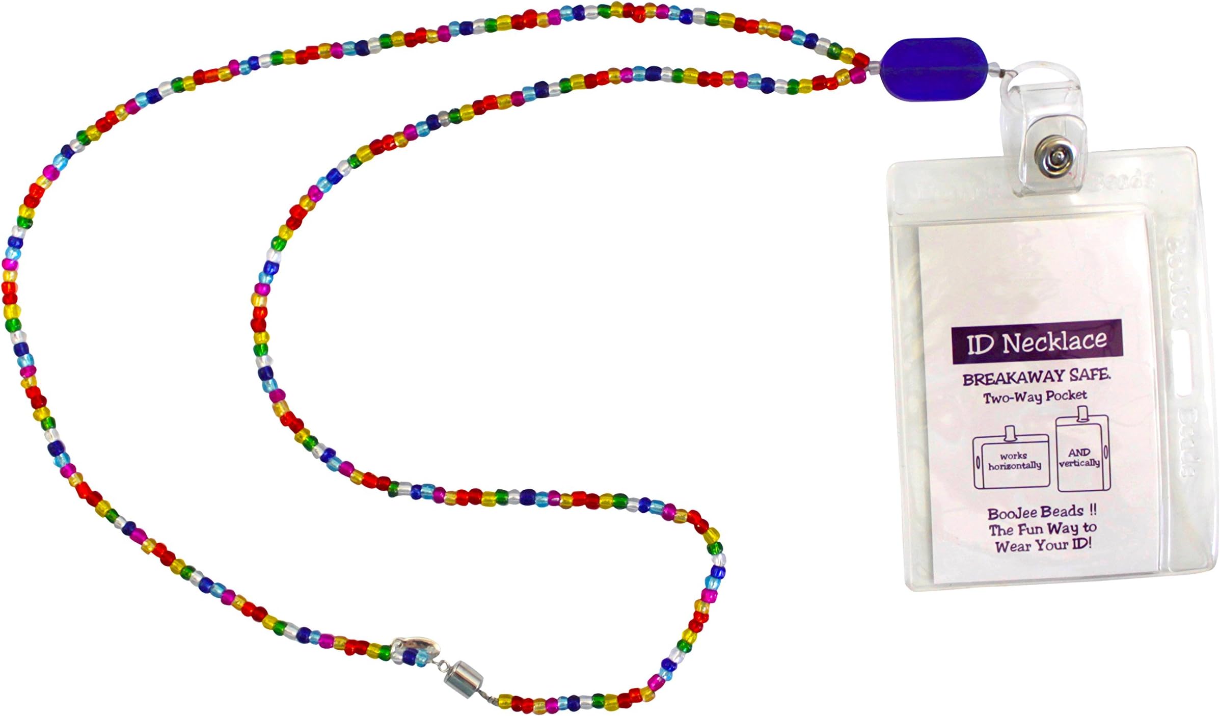 Beaded Lanyard with Magnetic Breakaway Clasp - Rainbow Prism