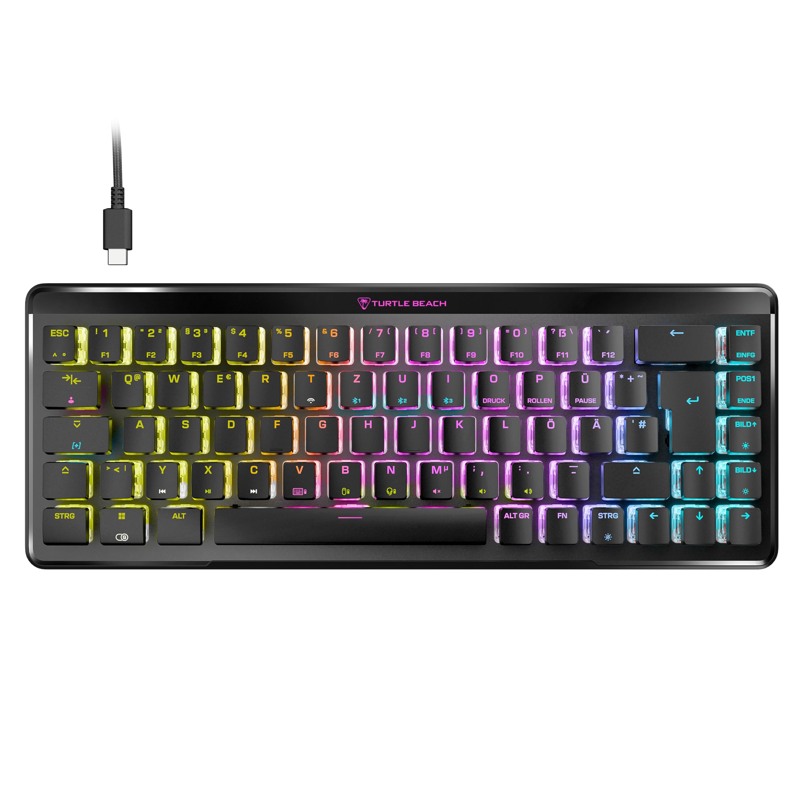 Turtle Beach Vulcan II Mini Air – Optisch-mechanische kabellose Gaming-Tastatur (65%), anpassbare RGB-Beleuchtung, abnehmbares Kabel, Smart Keys, Aluminiumplatte – Schwarz 5