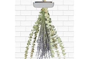JTODER 65 PCS Dried Eucalyptus Stems & Lavender Flowers Bundle for Shower, 17'' Natural Real Live Eucalyptus Leaves Greenery Hanging Lavender Shower Plant for SPA Home Fragrance Bathroom Wall Decor
