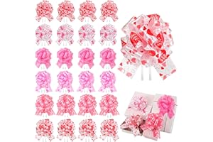 Yunlly Valentines Day Pull Bows Gift Wrapping Bows Pink Red Heart Gift Bow Ribbon Pull Bows for Present Baskets Florist Bouquet Wine Bottles Valentine's Day Gift Decorations(36 Pack)