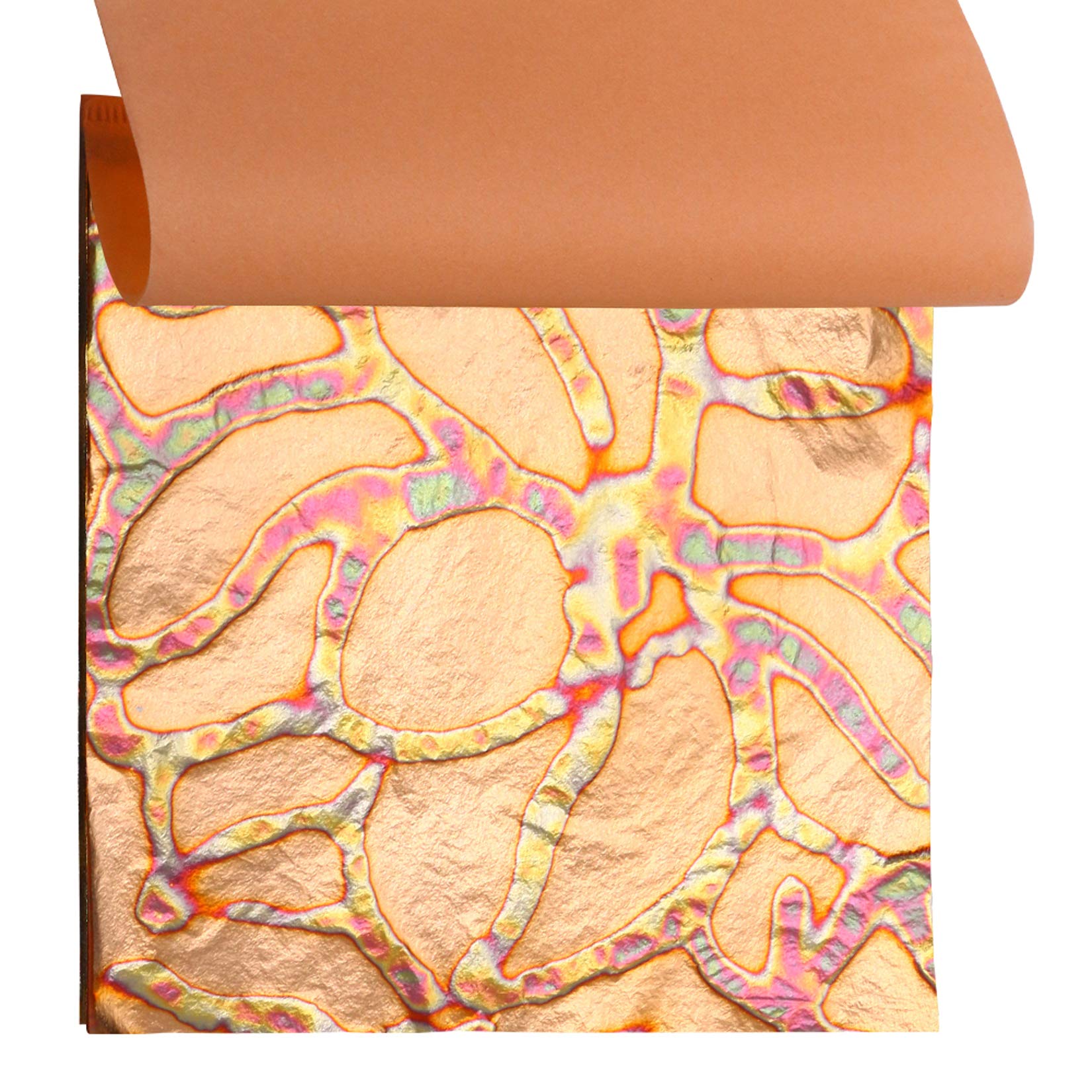 Variegated Gold Leaf Sheets - KINNO Multiple Types of Metal Leaf Papers with Patterns for Gilding Projects, Art & Crafts Decorations, 5.51 by 5.51 Inches, Type 10 (25 Sheets Per Booklet)