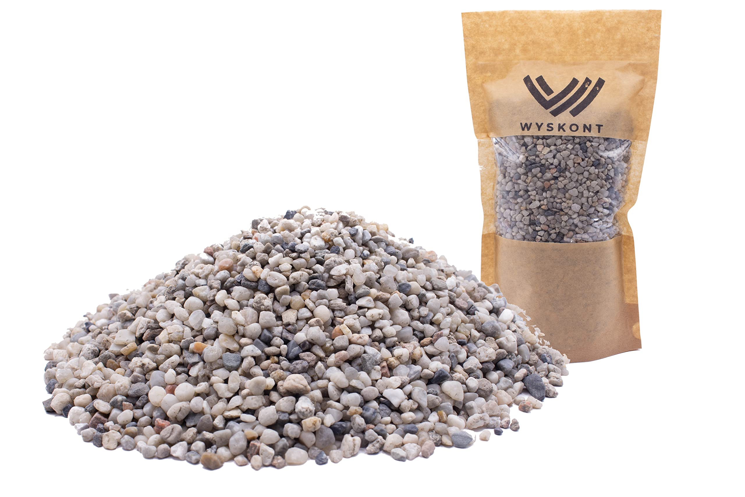 WYSKONT Aquarium Gravel - Aquarium Sand 2kg- Aquarium Deco - Pebbles - Ornamental Gravel - River Gravel - Deco Sand - Pebbles Garden - Aquarium Substrate - Terrarium Sand - Aquarium Sand 3-5mm
