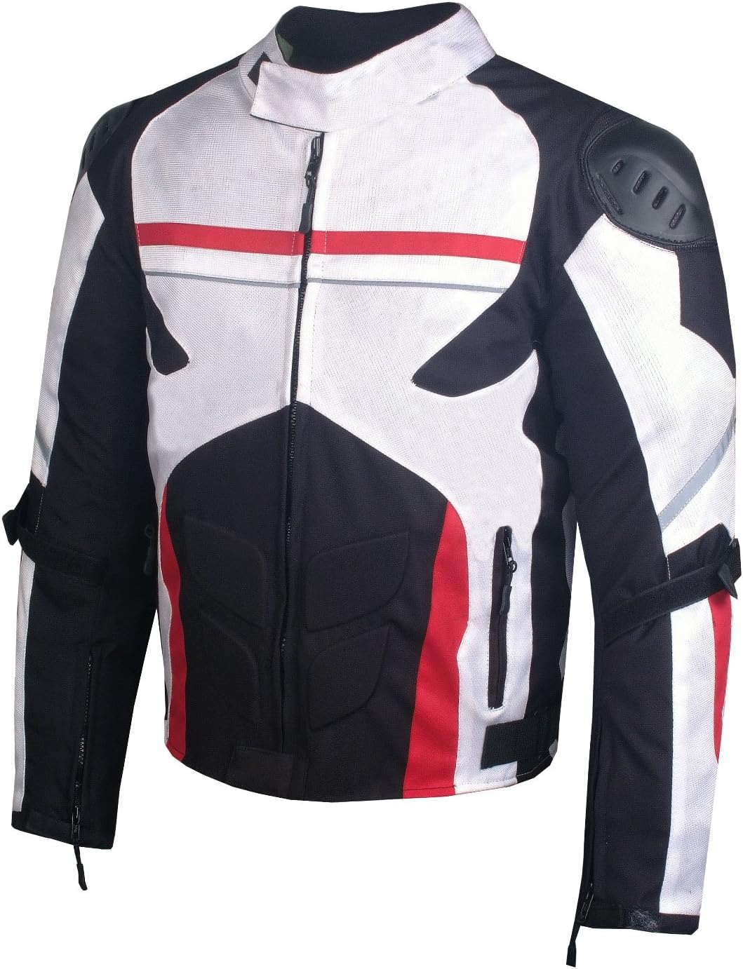 AirTrek Men Mesh Motorcycle Touring Waterproof Rain Armor Biker Jacket White M: Automotive