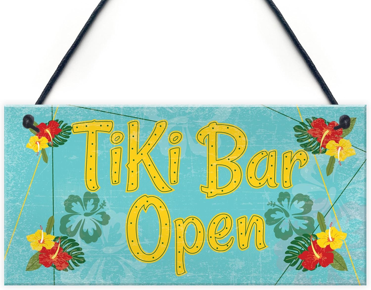RED OCEAN Tiki Bar Open Hanging Bar Pub Plaque Beer Cocktails Beach Decoration Sign Friendship Gift, Multicolor