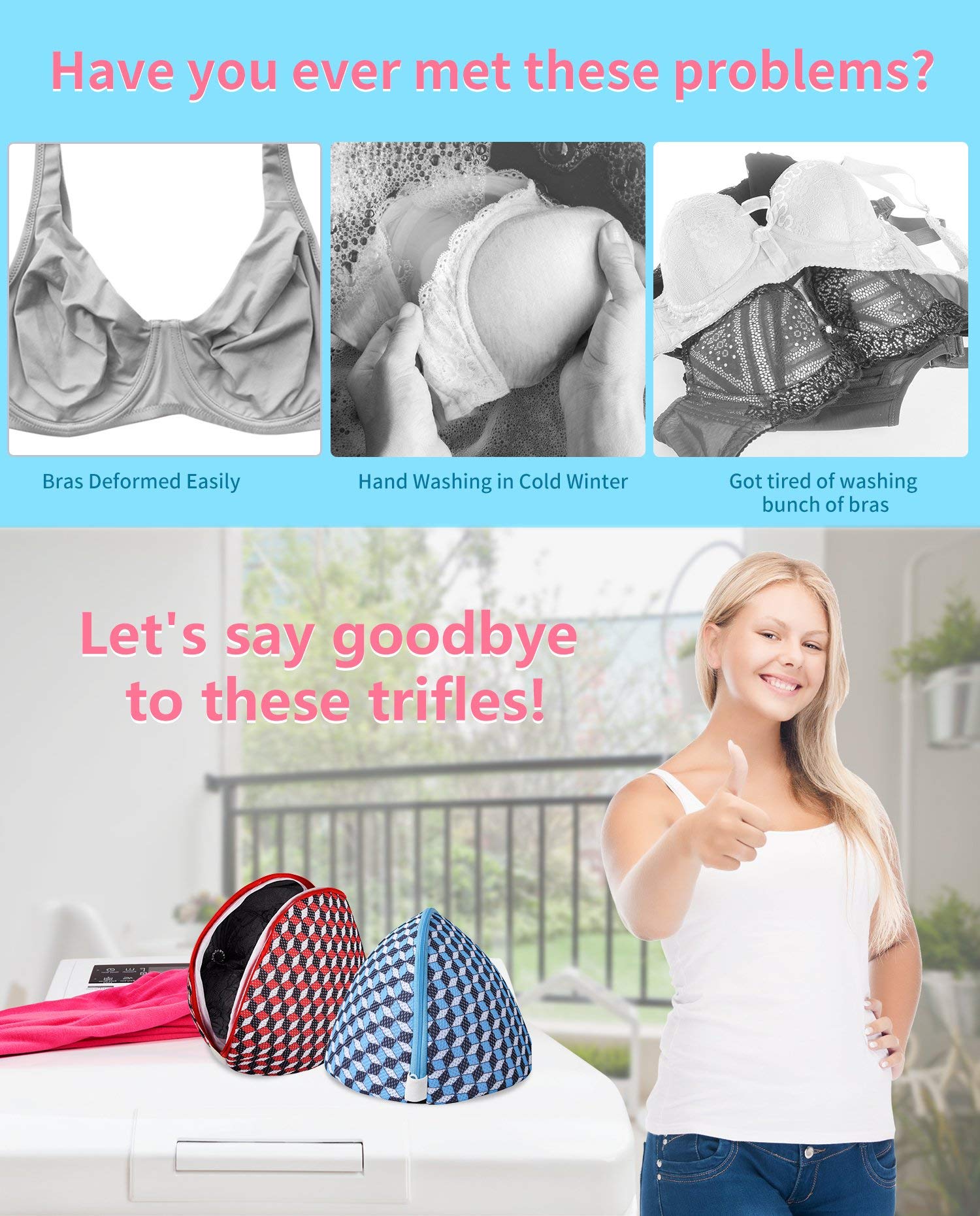 Large Size Bra Wash Bags, Dalykate Mesh Big Bra Laundry Bags with Premium Zipper, Clothing Washing Bags for Bras Lingerie, Laundry,Stocking, Underwear and Delicates Set of 2 for Women