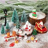 PETKNOWS Mini Christmas Figurines, Resin Snowman Gingerbread Man Christmas Scenery Ornaments for Village Decoration Making