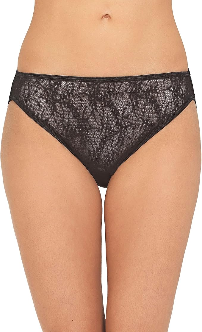 Vassarette Women's Silken Lace HiCut Panty Black Sable 9 at Amazon
