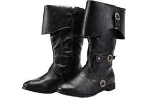 CIYASHEH Medieval Male and Female Renaissance Pull On Boots Mid Calf Gothic Boots Halloween Cosplay Cuff Shoes