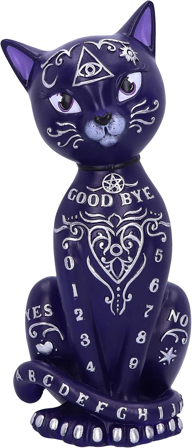 Nemesis Now Purple Mystic Kitty 26cm, Resin, Purple, Ouija Spirit Board Cat Figurine, Mystic Kitty Figurine