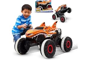 Hot Wheels RC Toy, Remote-Control Monster Trucks Unstoppable Tiger Shark in 1:15 Scale with Terrain Action Tires