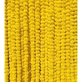 Krati Exports 10 PC - 5 feet Marigold Garland |Indian/American Wedding Party Mantle Decoration, Faux Garlands Wedding Garland, Diwali Decoration, Spring Bush Floral! (Lemon Yellow)