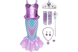 Funna Girls Mermaid Costume Princess Dress Up with Accessories Purple, 4T