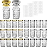 Mason Jars, 8 OZ Mason Jars Canning Jars Jelly Jars With Regular Lids and Bands, Ideal for Jam, Honey, Wedding Favors, Shower