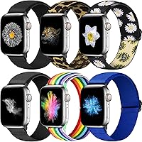 YCHDDER 6 Pack Nylon Elastic Watch Band Compatible with Apple Watch 38mm 40mm 42mm 44mm, Adjustable Sport Solo Loop…