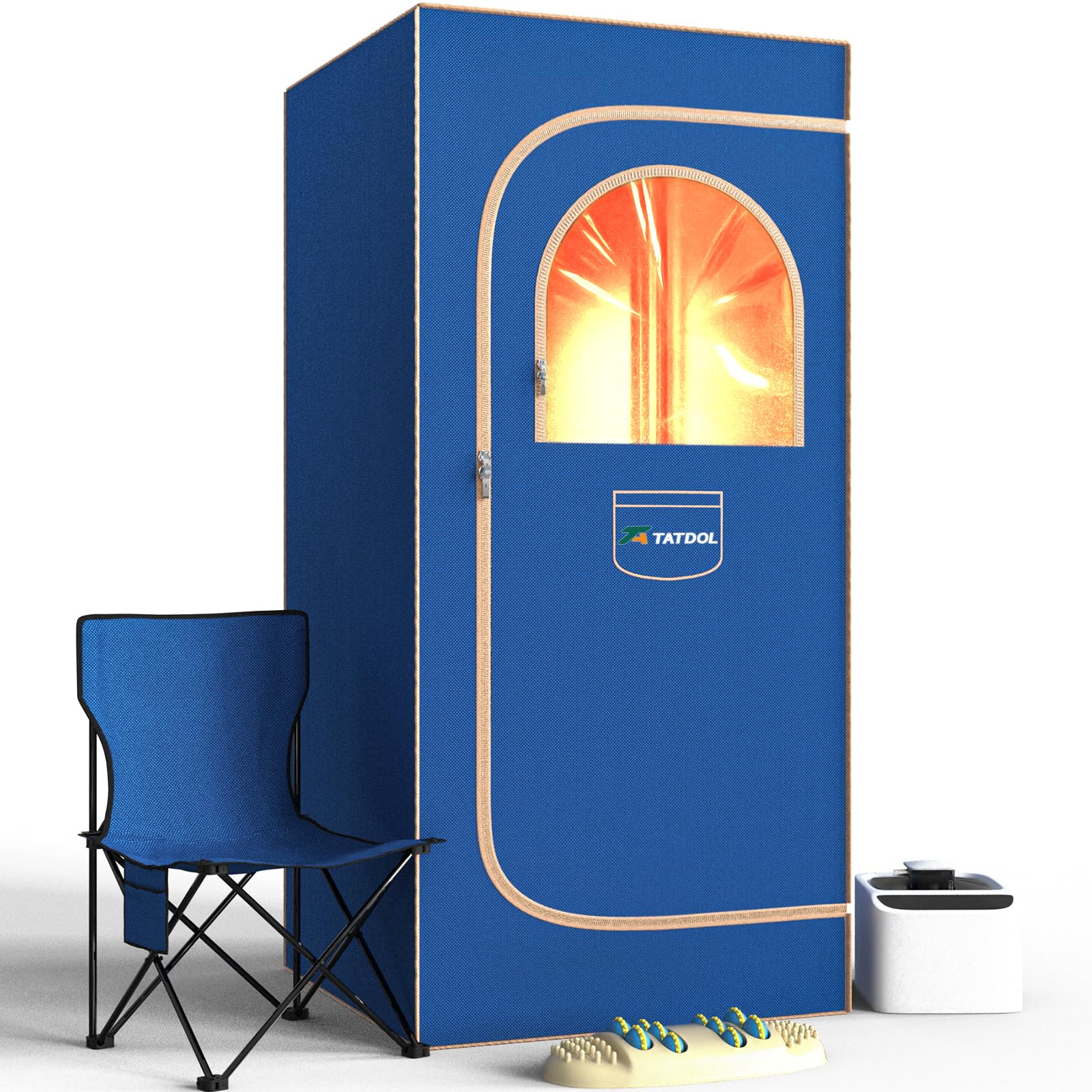 Photo 1 of ***FACTORY SEALED***TATDOL Portable Home Steam Sauna Box, Full Size Personal Thicken 600D Sauna Tent Kit for Spa, Indoor Sauna Relaxation with 2.6L & 1000 Watt Steam Generator, Remote Control, Chair, Mat, Foot Rest