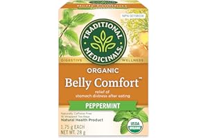 Traditional Medicinals - Organic Belly Comfort Peppermint Herbal Tea (Pack of 1) - Contains Ginger, Fennel and Lemon Balm for