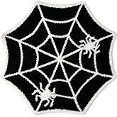 Ysqool Halloween Bathroom Rug, Black Spider Web Bath Mat, 24x24 Inch | Non-Slip Goth Bath Rug, Soft Washable Halloween Shower Mat for Bathroom Floor Door Decor