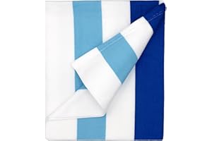 cabanana Large Oversized Beach Towel - Microfiber Sand Free 35 x 70 Inch Quick Dry Lightweight Pool Towel for Adults, Thin Striped Swim Towel (Navy)