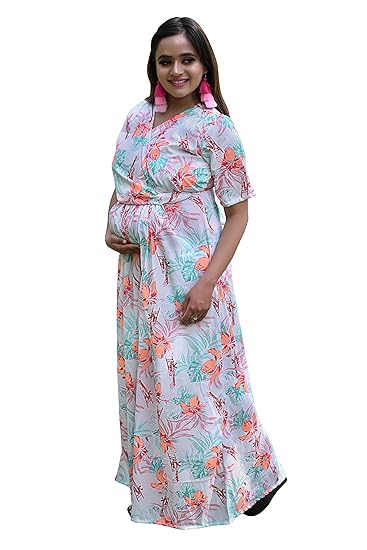 Floral Orange Wrap Dress