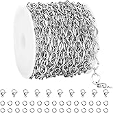 GTVOODX Stainless Steel Lips Chains Bulk for Jewelry Making 13 Feet Unfinished Dapped Chain Spool for DIY Jewelry Making with Lobster Clasps and Jump Rings