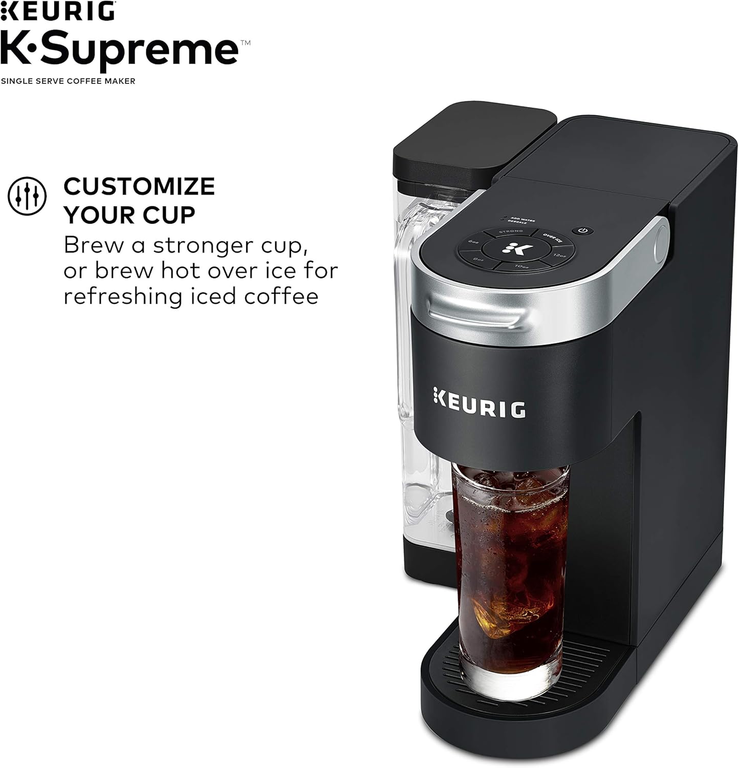 Keurig K-Supreme Coffee Maker, Single Serve K-Cup Pod Coffee Brewer, With MultiStream Technology, 66 oz Dual-Position Reservoir, and Customizable Settings, Black: Kitchen & Dining