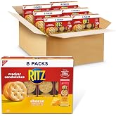 RITZ Cheese Sandwich Crackers, Lunch Snacks, 48 Snack Packs | 6 Crackers Per Pack, Individually Wrapped