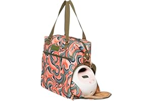 Sarah Wells Lizzy Breast Pump Bag – Stylish Pump Tote with Insulated Cooler Pocket, Laptop Sleeve – Fits Portable Pumps & More – Easy-Clean, Lightweight Breastfeeding Bag (Groovy)