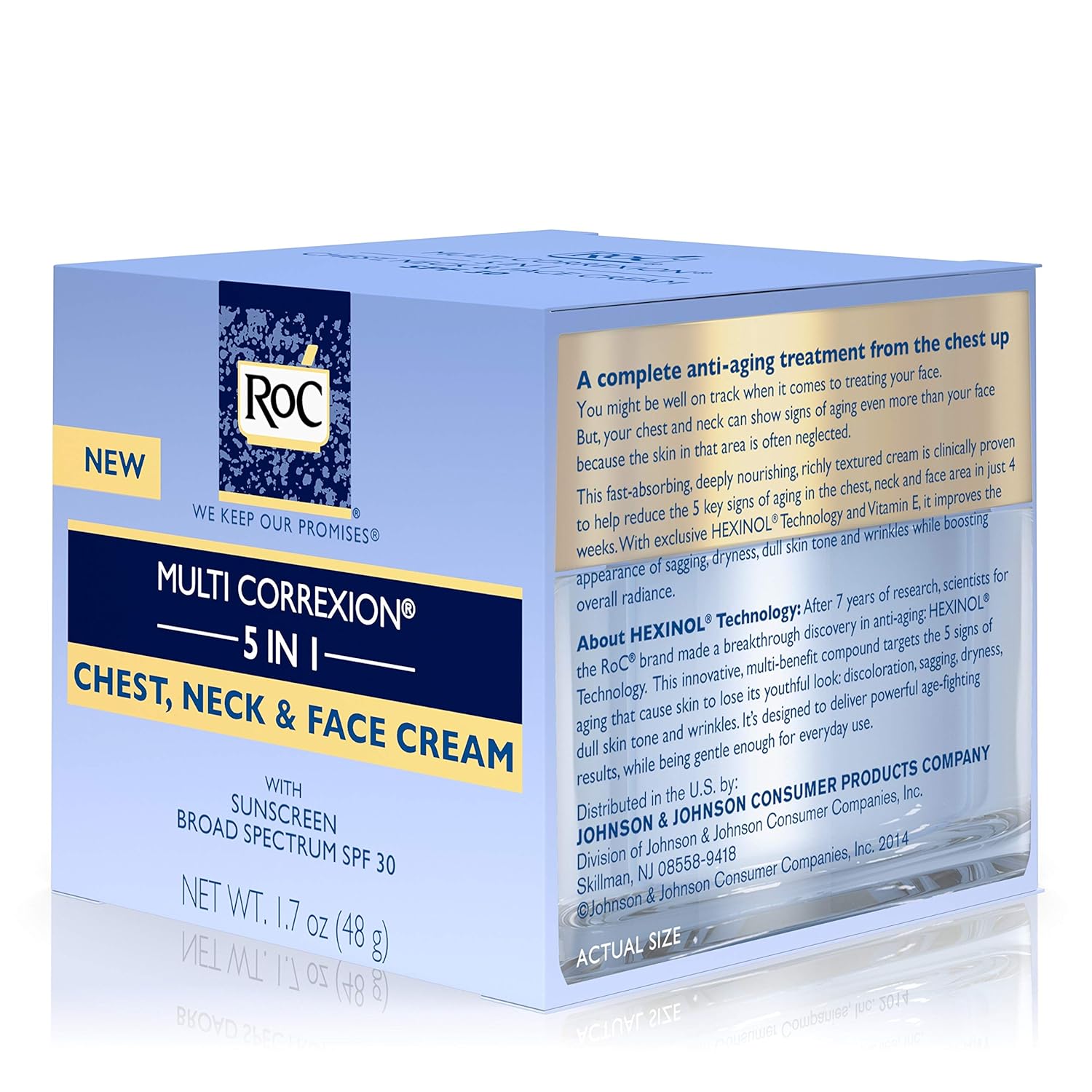 Roc Multi Correxion 5 in 1 Chest, Neck & Face Cream with SPF 30, Hexyl-R Complex & Vitamin E, 1.7 Ounces: Beauty
