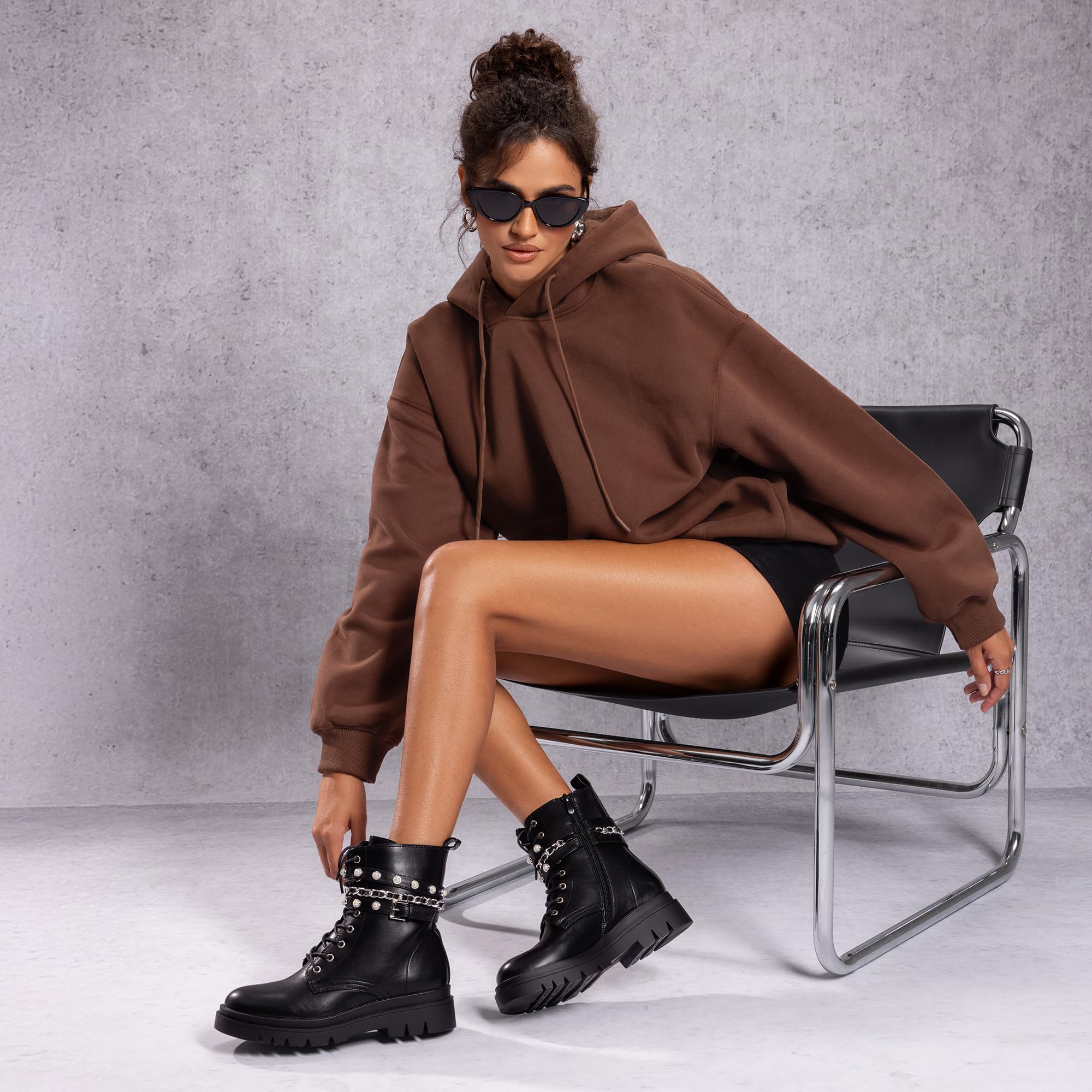 DREAM PAIRS Women's Fashion Platform Combat Boots Lace Up Lug Sole Goth Ankle Booties Shoes