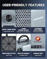 CREWORKS Ozone Generator 45000 mg/h High Capacity Odor Eliminator Timer Display view 5