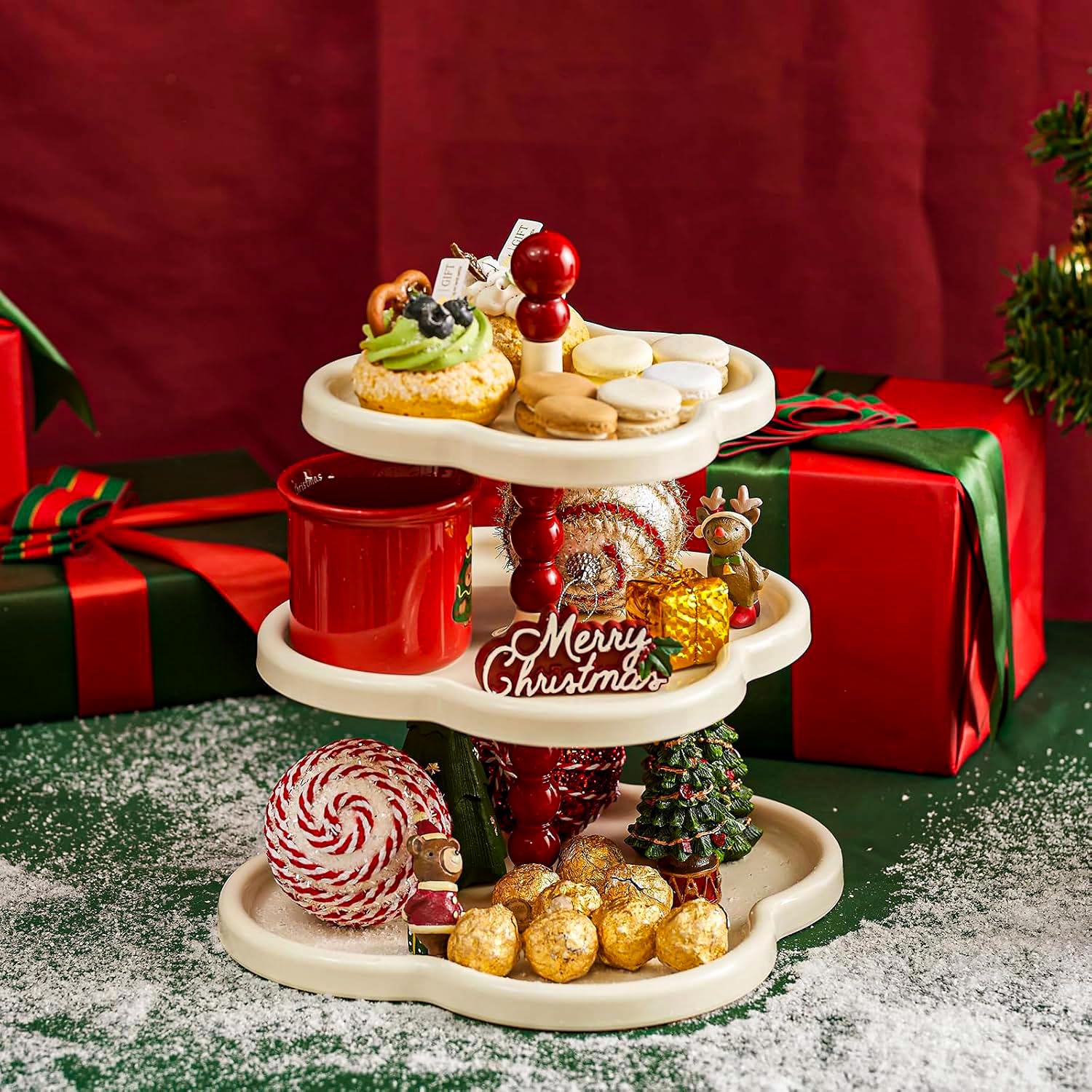 Photo 1 of ***Factory seal***
UFORU Dessert Cupcake Stand | 3 Tier Cup Cake Holder Tower for Party, Versatile Plastic Tiered Dessert Serving Tray, Snack Cookie Candy Display Platter for Halloween Christmas Décor