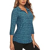 Misyula Style Womens Golf Shirt 3/4 Roll Sleeve Quarter Zip Dry Fit Tennis Shirts Athletic Tops S-2XL