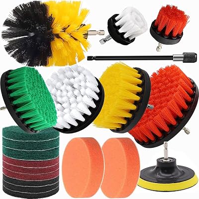 QTACIE 20Pcs Drill Brush Attachment Set Fits Most Drills Kitchen Bathroom Car
