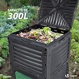 VOUNOT Compost Bin Garden 300 Litre Plastic Outdoor Black view 2