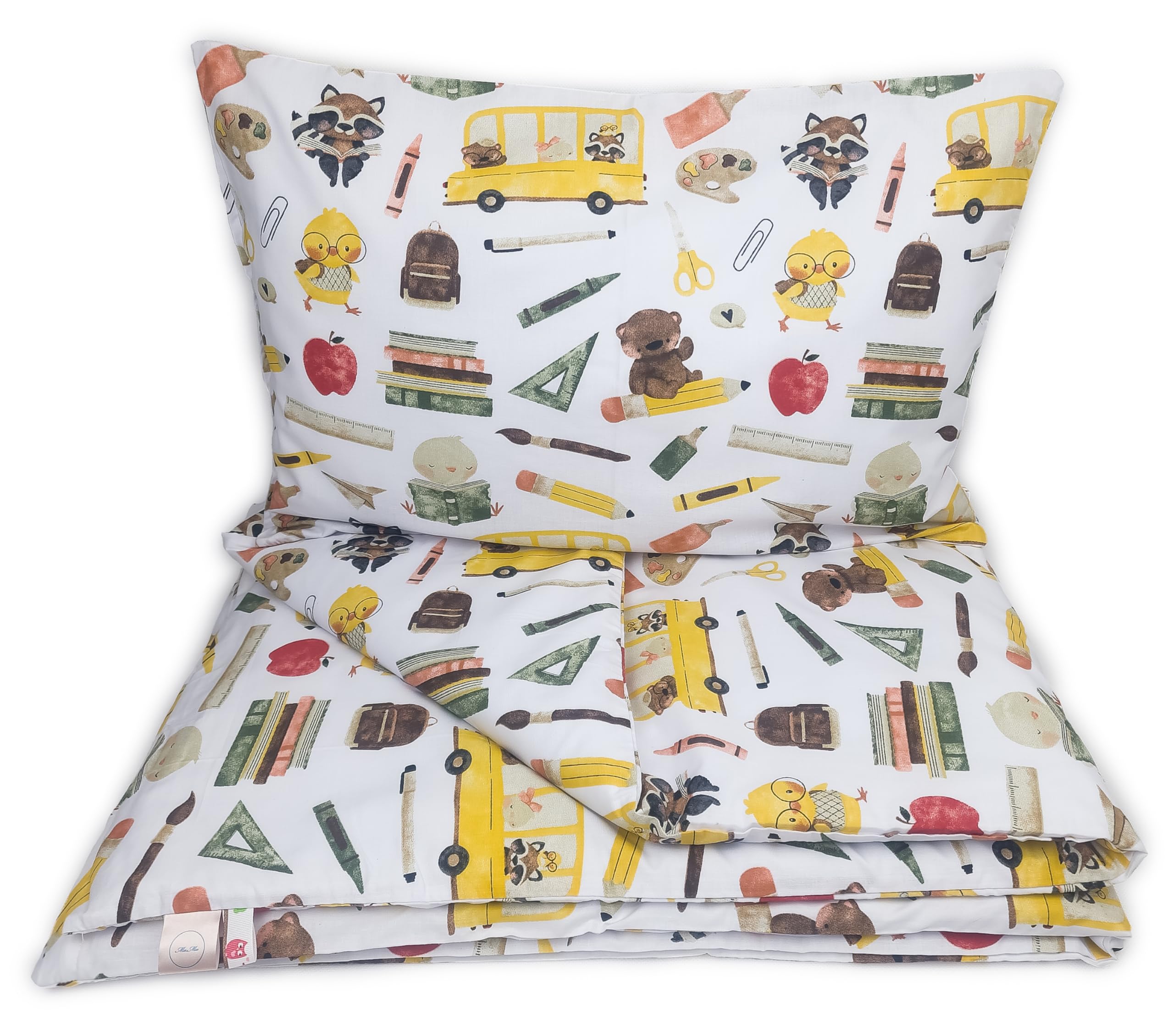 Baby's Comfort Bedding Set Duvet Cover (135 x 100 cm) + Pillowcase (40 x 60 cm), School