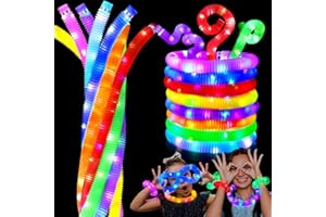 BEAUWELL Glow Sticks Stocking Stuffers for Kids - 16Pcs Light Up Pop Tubes Kids Toys For 3+ Years Old Boys Girl Glow in the Dark Party Supplies Christmas Gifts for Kids New Years Eve Party Supplies Party Favor