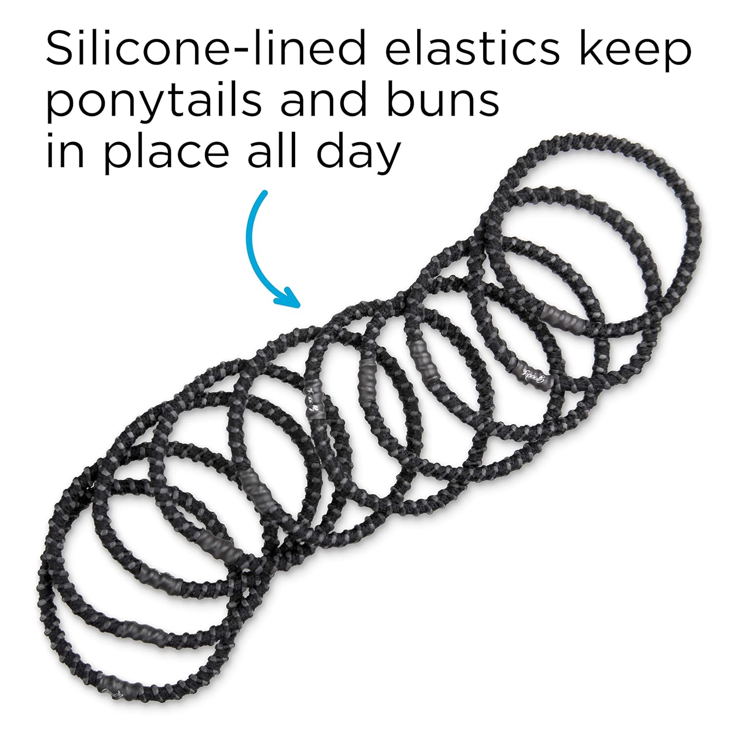 Goody Hair SlideProof Hair Tie Elastics, 4mm, Black, 10-count : Goodie Hair Accessories : Beauty