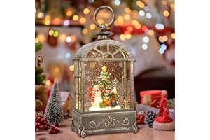 LSISOVO Christmas Snow Globes Lantern,Musical Snow Globes,Christmas Decorations Indoor for Home,Battery Or USB Powered,with 6 Hour Timer,Christmas Lantern for Festival Decoration,Snowman Child