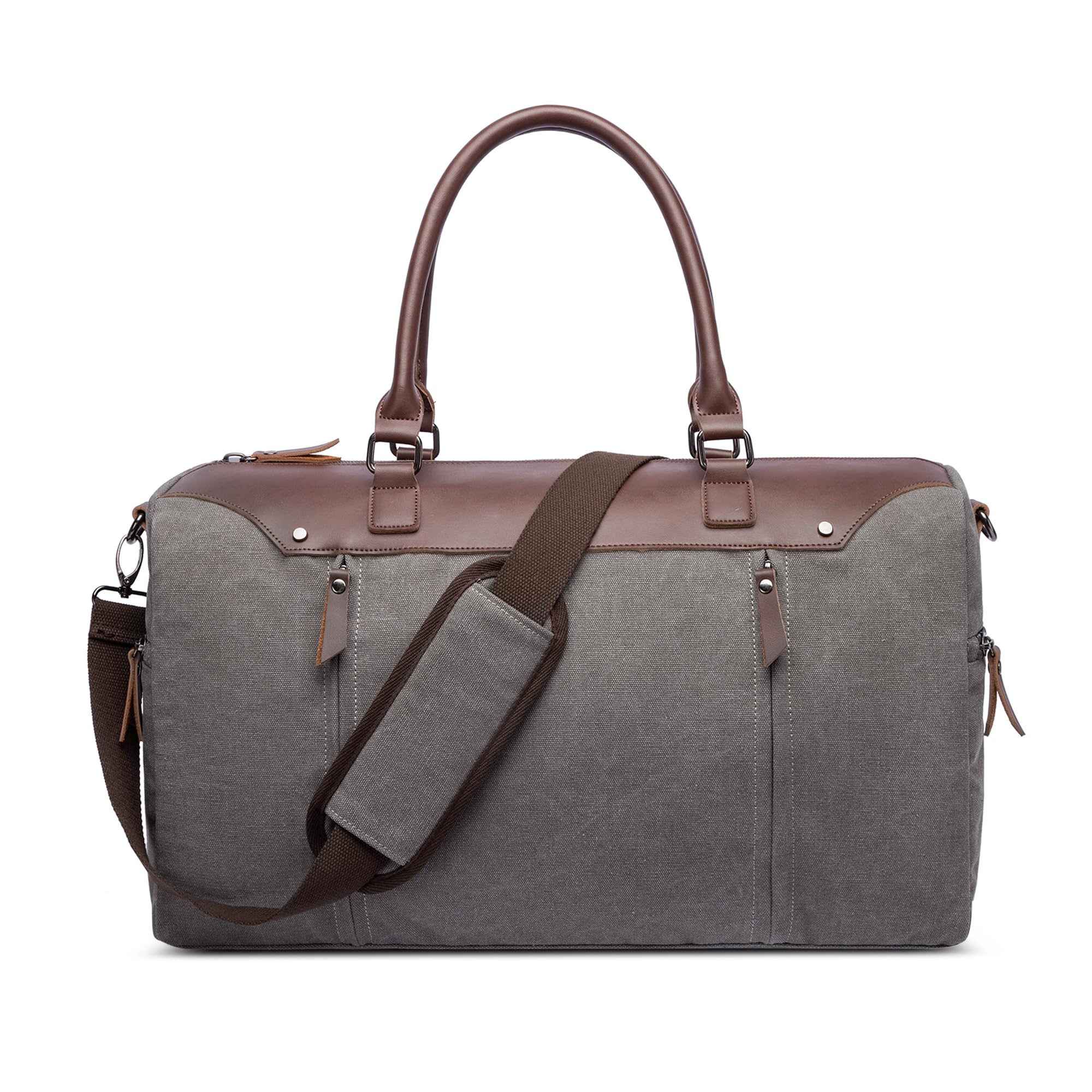 POSSOBAG Vintage Men Travel Duffle Bag 35L Holdall Bag Canvas Weekender Overnight Shoulder Bag for Holiday Gym Sport Vacation Casual Camping Crossbody Satchel Bag Grey