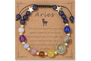 Vinswet Zodiac Bracelets for Women Men,12 Constellations Healing Crystal Stone Beads Bracelet Birthday Zodiac Gifts Horoscope Spiritual Jewelry Bracelet Gifts