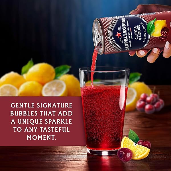 SANPELLEGRINO ITALIAN SPARKLING DRINK CILIEGIA AND LIMONE, SPARKLING CHERRY AND LEMON BEVERAGE, 11.15 FL OZ. 6 PACK