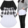 Geyoga 3 Pcs Women's Shirt Extenders Mini Adjustable Layering Fake Top Lower Sweep Shirt Half Length Skirt