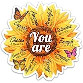 3PCs You Are Amazing Beautiful Enough Sticker, Sunflower Bible Verse Positive Affirmation Waterproof Vinyl Stickers For Laptop Water Bottle Journal, Religious Inspirational Self Love Decals (3 Inches)