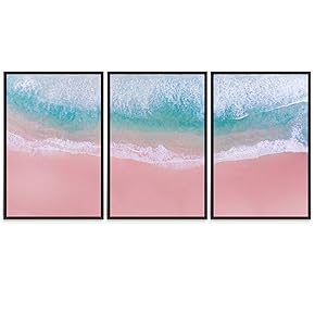 SIGNWIN 3 Piece Framed Canvas Wall Art Pink...