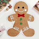 Softania Gingerbread Rug Christmas Bath Mat Cute Gingerbread Christmas Decorations for Bathroom, Kitchen, Bedroom, Fun Christmas Rug Machine Washable with Non-Slip Backing